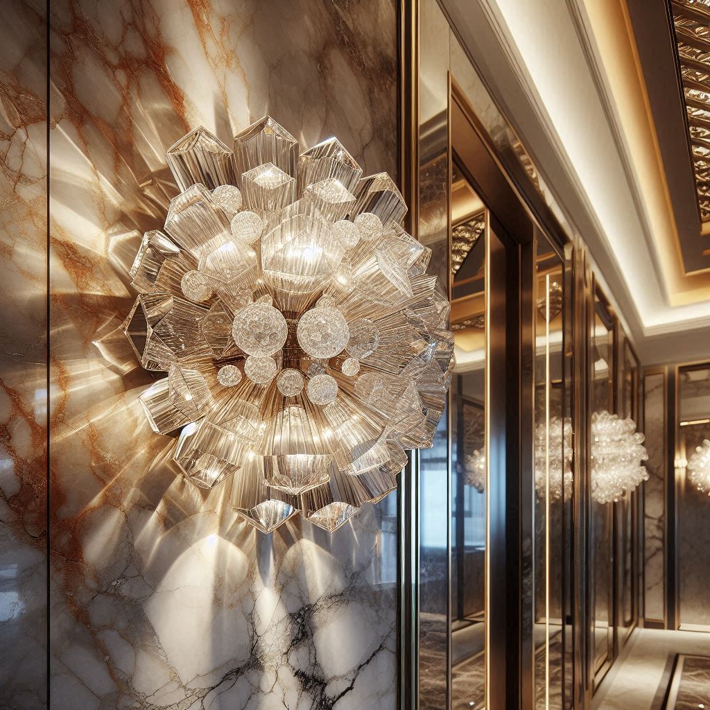 Glistening Glamour: Elevate Spaces with Glistening Wall Illumination.